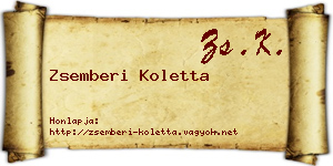 Zsemberi Koletta névjegykártya